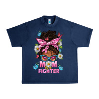 Navy Mom Is A Fighter And Afro Messy Bun Mom Urban Heavy Tee - BundleAndBundleShop