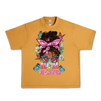 Peanut Butter Mom Is A Fighter And Afro Messy Bun Mom Urban Heavy Tee - BundleAndBundleShop