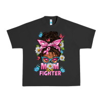 Pigment Black Mom Is A Fighter And Afro Messy Bun Mom Urban Heavy Tee - BundleAndBundleShop