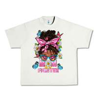 Pistachio Mom Is A Fighter And Afro Messy Bun Mom Urban Heavy Tee - BundleAndBundleShop