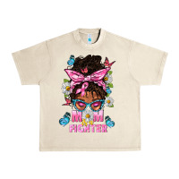 Sandshell Mom Is A Fighter And Afro Messy Bun Mom Urban Heavy Tee - BundleAndBundleShop