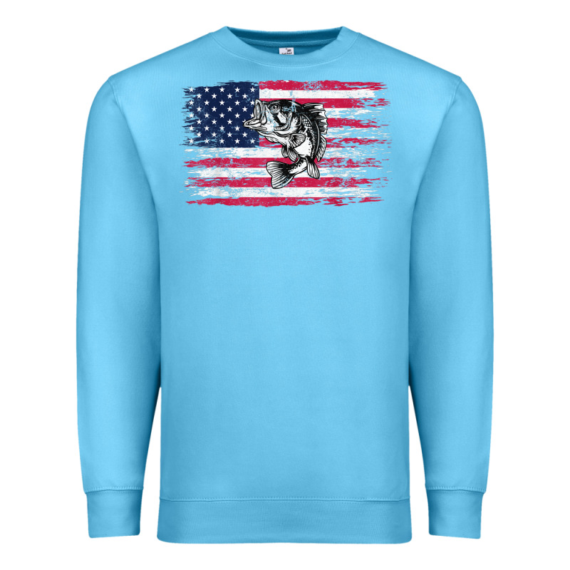 Bass Fishing Distressed American Flag Essential Premium Sweatshirt by linhVisuals | Teevron