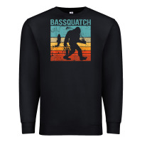 Black bassquatch! funny bigfoot fishing outdoor retro Premium Sweatshirt - linhVisuals