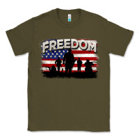Army Green Freedom 4th of july Classic Tee - CowGirlArtShop