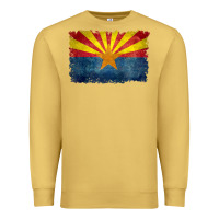 Antique Gold arizona flag in grungy style raglan baseball tee Premium Sweatshirt - linhVisuals