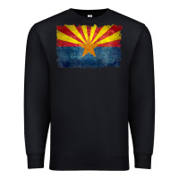 Black arizona flag in grungy style raglan baseball tee Premium Sweatshirt - linhVisuals