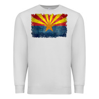 Dove Grey arizona flag in grungy style raglan baseball tee Premium Sweatshirt - linhVisuals