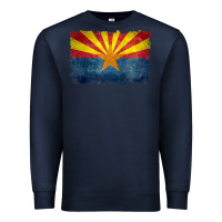 Navy arizona flag in grungy style raglan baseball tee Premium Sweatshirt - linhVisuals