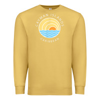 Antique Gold cayman islands retro colorful ocean sunset palm tree novelty Premium Sweatshirt - linhVisuals