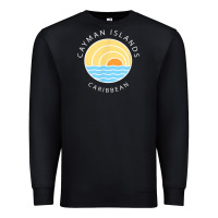 Black cayman islands retro colorful ocean sunset palm tree novelty Premium Sweatshirt - linhVisuals