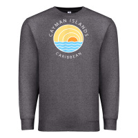 Charcoal Heather cayman islands retro colorful ocean sunset palm tree novelty Premium Sweatshirt - linhVisuals