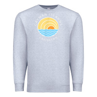 Heather Grey cayman islands retro colorful ocean sunset palm tree novelty Premium Sweatshirt - linhVisuals