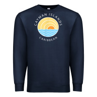 Navy cayman islands retro colorful ocean sunset palm tree novelty Premium Sweatshirt - linhVisuals