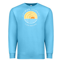 Ocean Blue cayman islands retro colorful ocean sunset palm tree novelty Premium Sweatshirt - linhVisuals