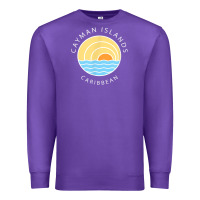 Purple cayman islands retro colorful ocean sunset palm tree novelty Premium Sweatshirt - linhVisuals
