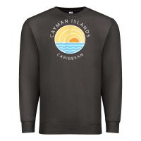 Smoke cayman islands retro colorful ocean sunset palm tree novelty Premium Sweatshirt - linhVisuals