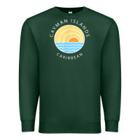 Sports Green cayman islands retro colorful ocean sunset palm tree novelty Premium Sweatshirt - linhVisuals