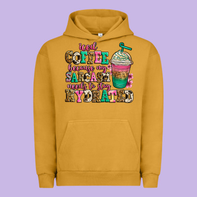 Iced Coffee Because My Sarcasm Needs To Stay Hydra Urban Hoodie Designed By Jasminsmagicworld
