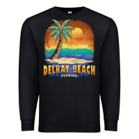 Black delray beach florida  vintage distressed souvenir long sleeve t shirt Premium Sweatshirt - linhVisuals