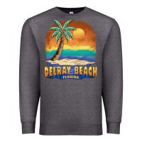Charcoal Heather delray beach florida  vintage distressed souvenir long sleeve t shirt Premium Sweatshirt - linhVisuals