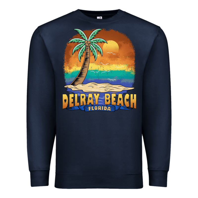 Delray Beach Florida  Vintage Distressed Souvenir Long Sleeve T Shirt Premium Sweatshirt by linhVisuals | Teevron