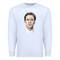 White sports nicolas cage as john travolta Premium Sweatshirt - linhVisuals
