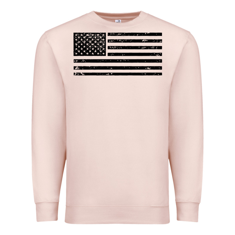 Black American Flag Distressed Effect Minimalist Premium Premium Sweatshirt by linhVisuals | Teevron
