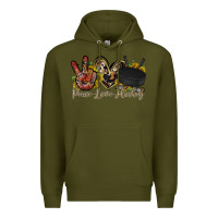 Army Green peace love hockey Premium Hoodie - RacoonDesign