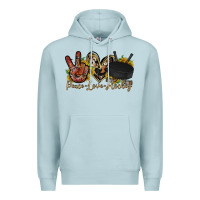 Blue Mist peace love hockey Premium Hoodie - RacoonDesign