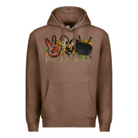 Chestnut peace love hockey Premium Hoodie - RacoonDesign