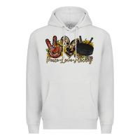 Dove Grey peace love hockey Premium Hoodie - RacoonDesign