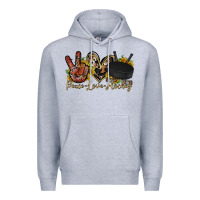 Heather Grey peace love hockey Premium Hoodie - RacoonDesign