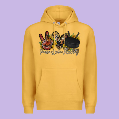 Peace Love Hockey Premium Hoodie Designed By Racoondesign