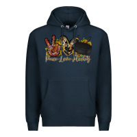 Navy peace love hockey Premium Hoodie - RacoonDesign