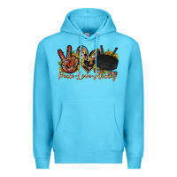 Ocean Blue peace love hockey Premium Hoodie - RacoonDesign