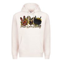 Pale Pink peace love hockey Premium Hoodie - RacoonDesign