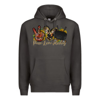 Smoke peace love hockey Premium Hoodie - RacoonDesign