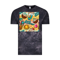 Cloud Black sweet summer coffee cups with colorful leopard and sea stars seamless  Vintage Tee - BundleAndBundleShop