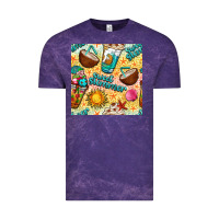 Cloud Purple sweet summer coffee cups with colorful leopard and sea stars seamless  Vintage Tee - BundleAndBundleShop