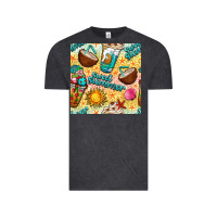 Vintage Black sweet summer coffee cups with colorful leopard and sea stars seamless  Vintage Tee - BundleAndBundleShop