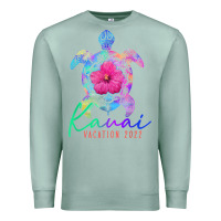 Seafoam kauai hawaii vacation 2022 sea turtle flower tropical t shirt Premium Sweatshirt - linhVisuals