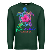 Sports Green kauai hawaii vacation 2022 sea turtle flower tropical t shirt Premium Sweatshirt - linhVisuals