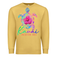 Antique Gold kauai hawaii vacation 2022 sea turtle flower tropical t shirt Premium Sweatshirt - linhVisuals