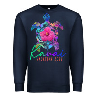 Navy kauai hawaii vacation 2022 sea turtle flower tropical t shirt Premium Sweatshirt - linhVisuals