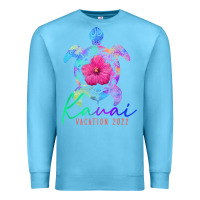 Ocean Blue kauai hawaii vacation 2022 sea turtle flower tropical t shirt Premium Sweatshirt - linhVisuals