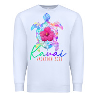 White kauai hawaii vacation 2022 sea turtle flower tropical t shirt Premium Sweatshirt - linhVisuals
