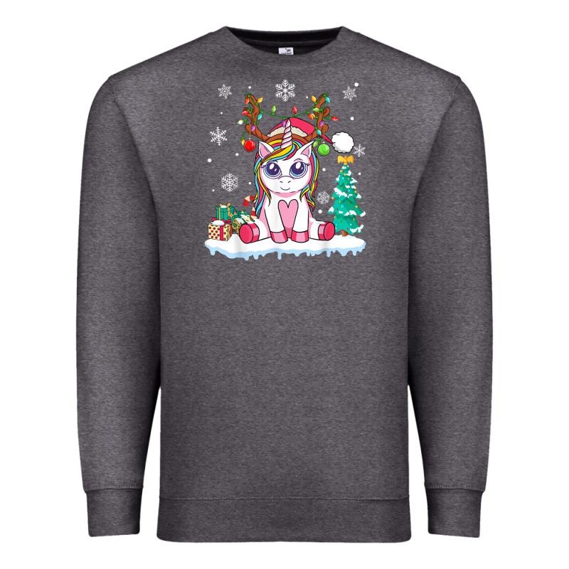 Cute Unicorn Christmas Shirt Kid Girls Women Deer Santa Xmas 1 Premium Sweatshirt by linhVisuals | Teevron