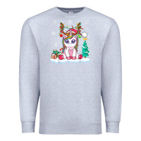 Heather Grey cute unicorn christmas shirt kid girls women deer santa xmas 1 Premium Sweatshirt - linhVisuals