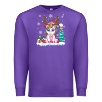 Purple cute unicorn christmas shirt kid girls women deer santa xmas 1 Premium Sweatshirt - linhVisuals