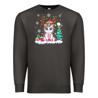 Smoke cute unicorn christmas shirt kid girls women deer santa xmas 1 Premium Sweatshirt - linhVisuals